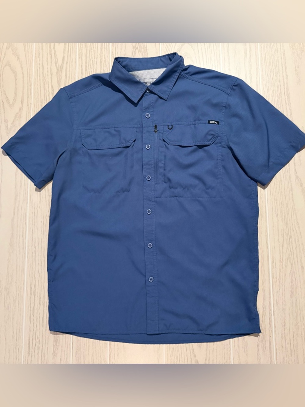 Eddie Bauer Fishing Shirt Blue Mens S Short Sleeve Performance Vented